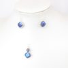 Geometric set: blue diamond freshwater pearl earrings and pendant