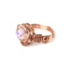 LargeCrystalRoseRing_WhiteAngle Side view showing Large Crystal Copper Wire Rose Ring on White Background