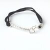 Twisted Arrow Unisex Bracelet with Black Suede Cord_Front Twisted Arrow Unisex Bracelet with Eco Silver Arrow and Black Suede Cord bracelet_From front on white background