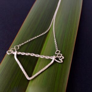 Twisted Arrow Chevron Necklace_Flax background