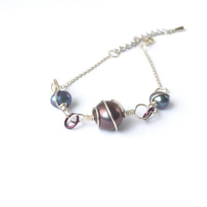 Eco Silver Spiral Wrapped Freshwater Pearl Bracelet