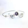 Contemporary Double Blue Freshwater Pearl Silver Spiral Bangle