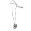 Iridescent blue geometric necklace with Sterling Silver chain