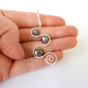 Squiggle and Spiral 3 Pearl Pendant