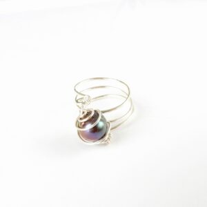 Eco Silver Spiral Wrapped Freshwater Pearl Layer Ring