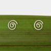 Eco Silver Round Spiral Stud Earrings on Flax