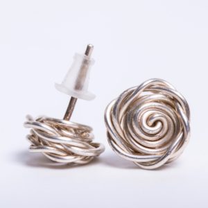 Side angle view Rose Stud Earrings