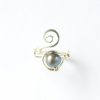 Top view of black pearl spiral ring