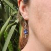 Dangly Spiralled Eco Silver Earrings with Sparkly Swarovski Crystals worn by model