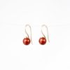Wine coloured Swarovski Pearl small sleeper earrings in environmentally friendly silver