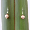 Pink Champagne Small Sleeper earrings against flax