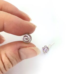 Lilac Small Swarovski Crystal Eco Silver Spiralled Studs