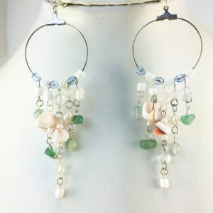 multicoloured shell bead hoop earrings