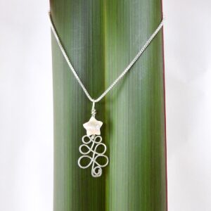 Wire wrapped Christmas Tree Necklace in eco Sterling Silver handmade in nz