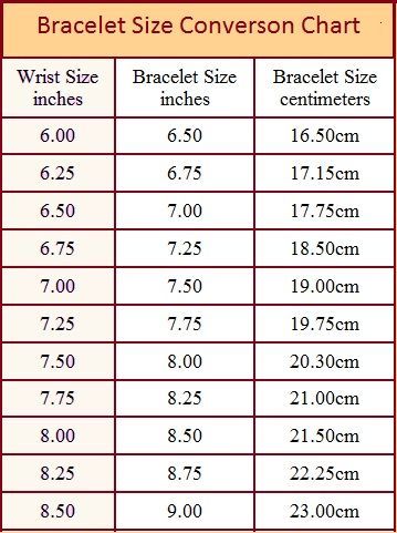 Bracelet Size Chart Child