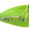 Rainbow jewellery semiprecious stones on sterling silver bar bracelet and necklace