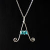 Large customised letter A eco sterling silver necklace with turquoise chips