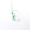 Adult sized eco sterling silver letter E necklace with turquoise chips