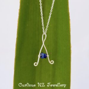 Kids capital letter A necklace with lapis lazuli