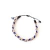 Plaited suede bracelet in nautical colours with sliding knot cord extenders