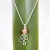 Handmade Christmas Tree Necklace with Red Pearl Star in eco Silver