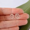 Scaled view of triple circle eco silver studs