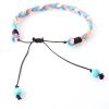Kids adjustable cord bracelet in turquoise peach and lilac with semi precious stones