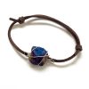 unisex adjustable brown suede cord bracelet featuring blue titanium quartz