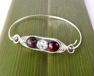 Customised Peas in a Pod Birthstone Bangle in eco Sterling Silver product image