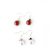 Burgundy and Silver Christmas Ball Earrings with Swarovski Pearls
