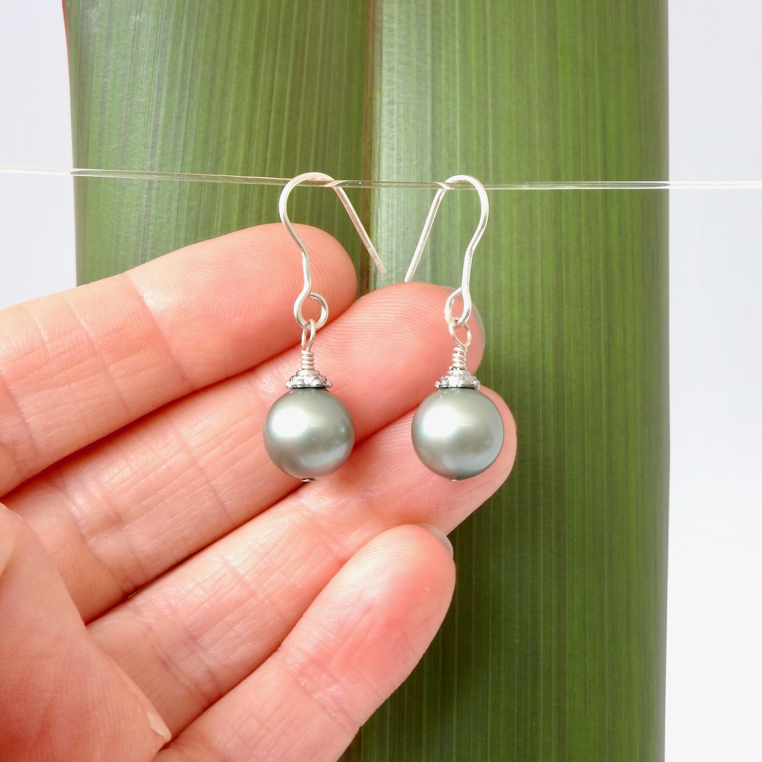 Green Christmas Bauble Earrings_Flax Scale