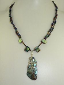 Early work Paua Shell necklace in Viking design