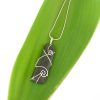 NZ Greenstone wedge necklace wrapped in recycled Sterling Silver with double koru on leaf