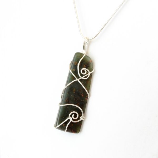 NZ Greenstone wedge necklace in Eco Sterling Silver