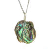 Round2KoruStSilWrappedPaua.NecklaceStSt_CUHung Round Paua Shell Necklace with Double Koru in recycled Argentium Silver