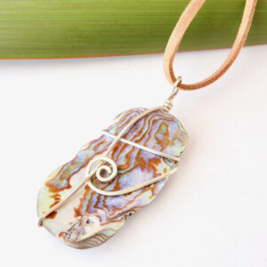 Reversible paua shell necklace in eco silver