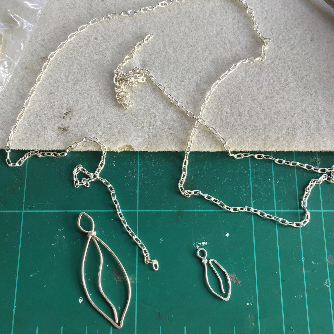 Producing prototype of Leaves lariat necklace