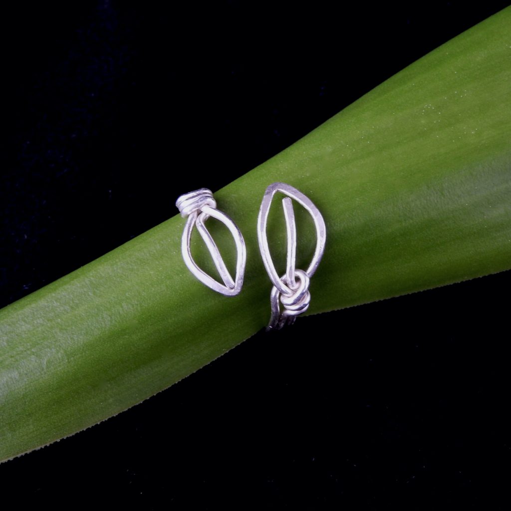 2 Leaves Adjustable Ring Curlicue NZ Eco Jewellery Handmade in New
