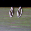 Small Leaf drop earrings in recycled Sterling Silver on flax Sustainably sourced Sterling Silver Small Leaf short drop Earrings on flax