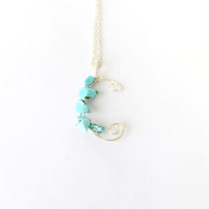 Kids sized letter C necklace with turquoise stones