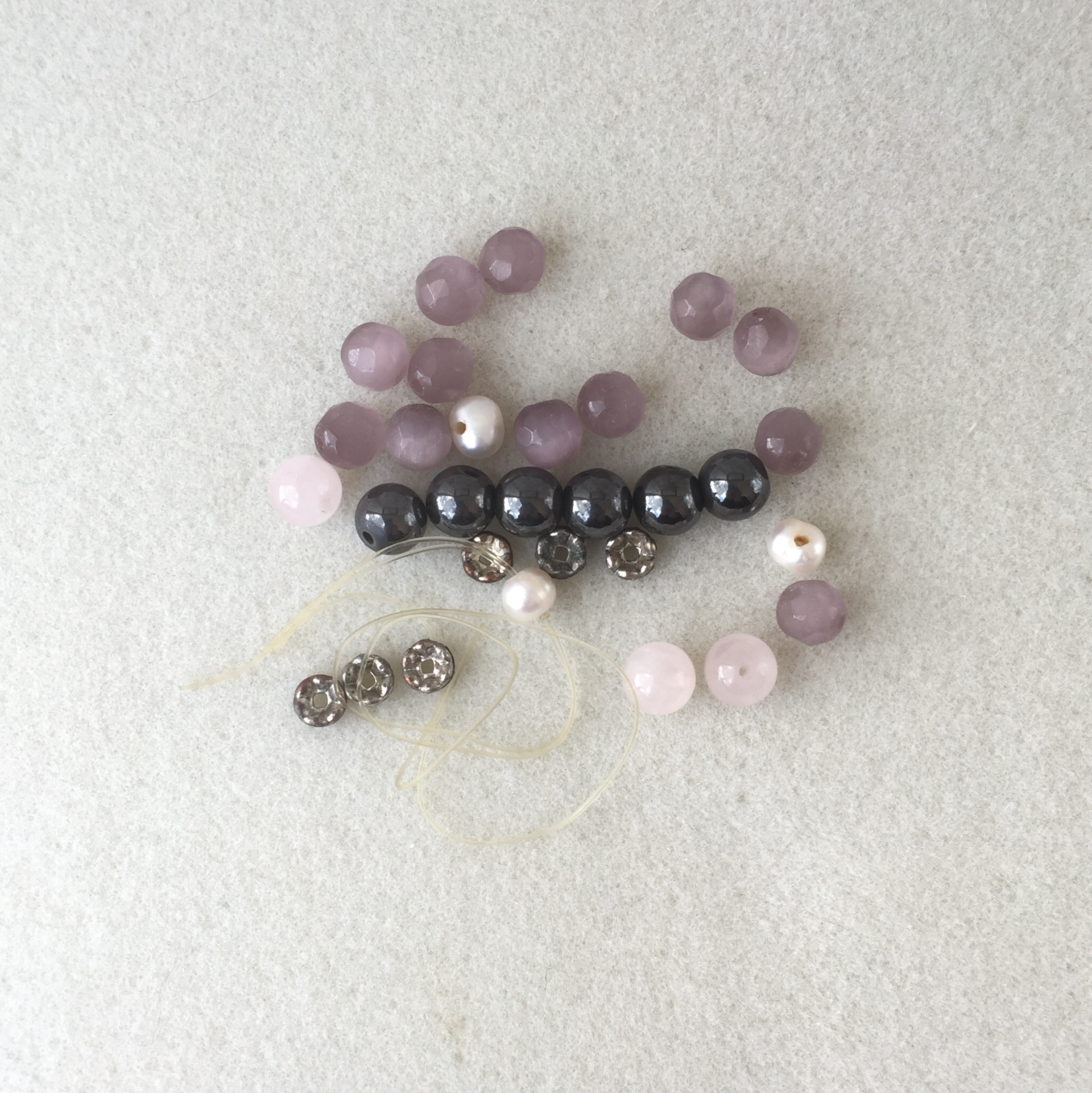 Broken Pink Purple Beaded Bracelet