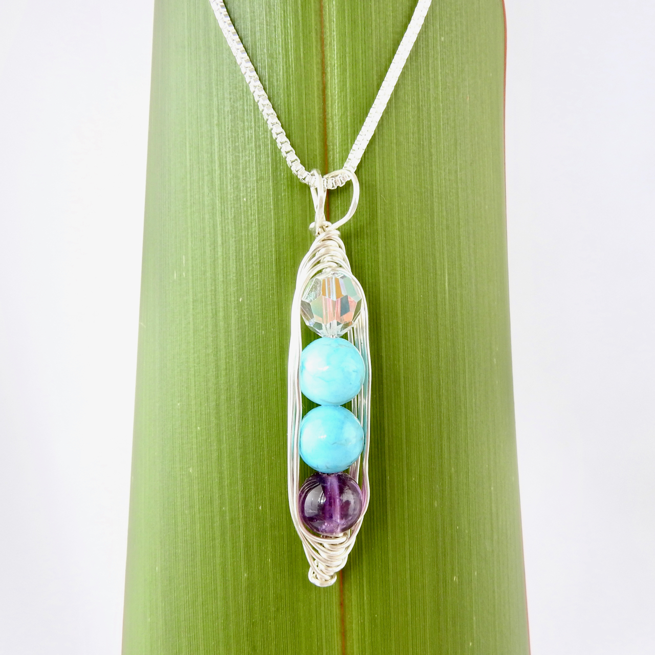 Customised Birthstone Peas in a Pod Necklace