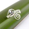 Freshwater Pearl and Sterling Silver Koru Ring Adjustable Spiral and Freshwater Pearl Ring on flax