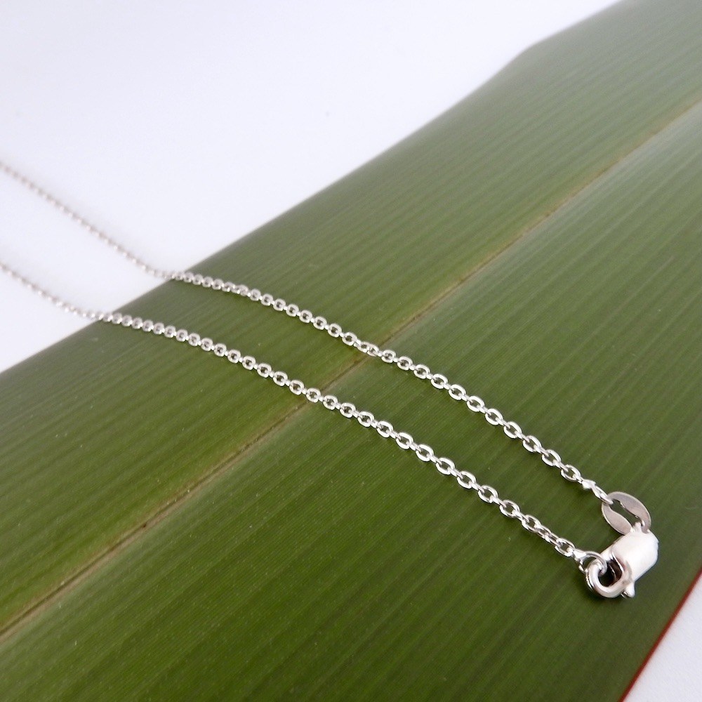 Rhodium Plated Sterling Silver Chain on Flax