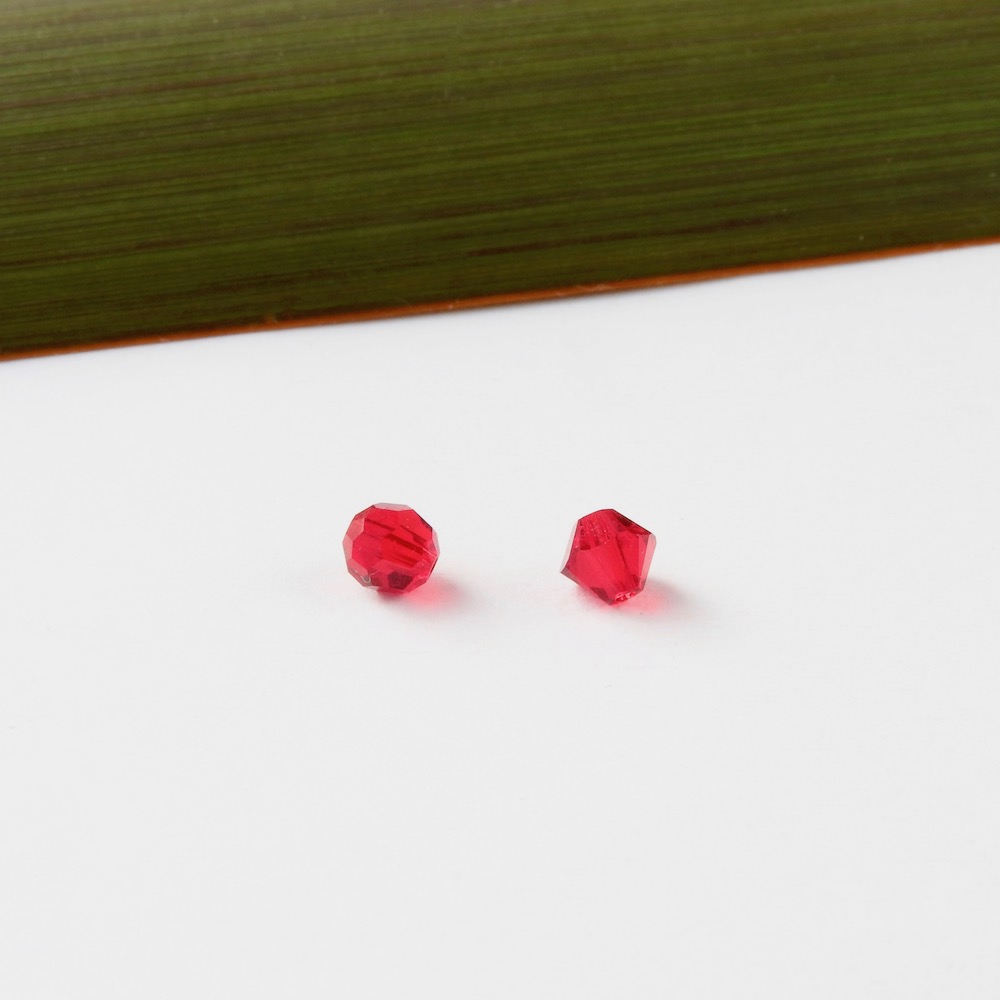 Ruby Swarovski Crystals in 3mm round and bicone shapes