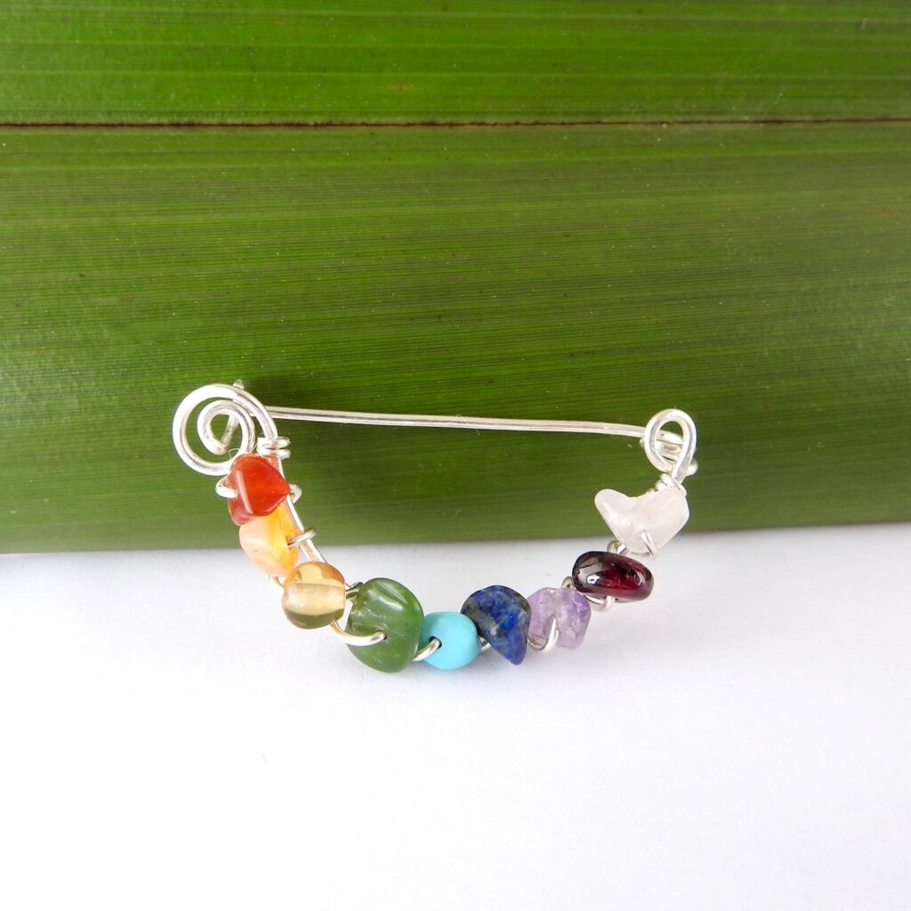 Rainbow Smile Brooch with spiral detail