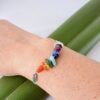 Colourful gemstone bracelet being worn