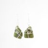 Trapezium shaped NZ Greenstone koru earrings