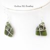 Trapezoid Greenstone earrings wrapped in sustainable Sterling Silver wire