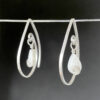 MOP TearDrop Earrings Black BGround Hanging_Angle